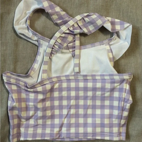 Hanna Andersson Lavender Checkered Tankini with Ruffled Straps. NWOT - Picture 2 of 3